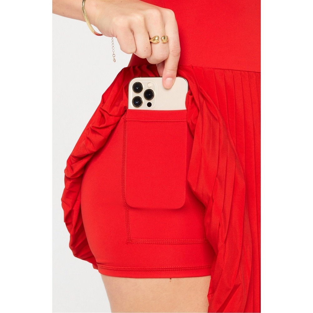 Fabletics Hot Shot Pleated Active Dress Heated Red XL - Picture 3 of 9